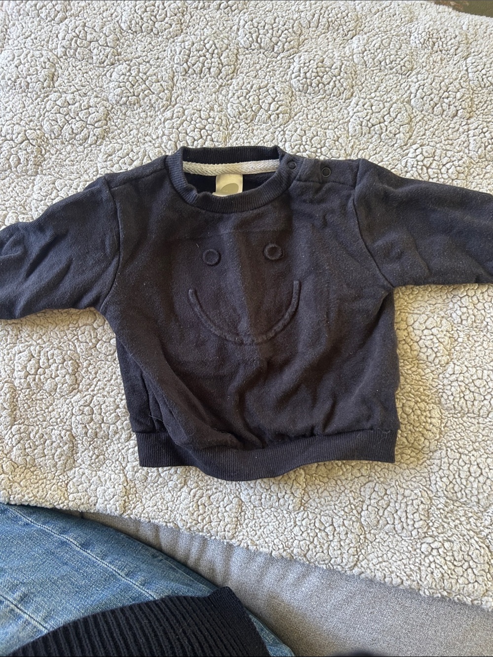 Black Smiley Pullover Sweatshirt